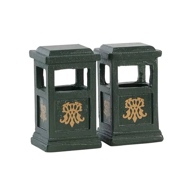 Green Trash Can Set of 2 Lemax Christmas Village Accessory Lemax