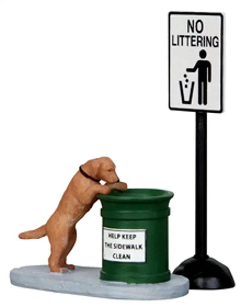 No Littering Lemax Christmas Village Figurine Lemax