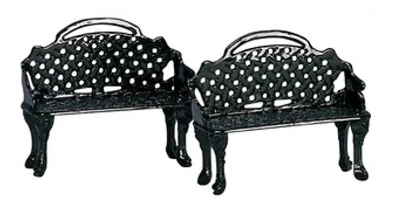 Patio Bench Set Of 2 Lemax Christmas Village Accessory Lemax