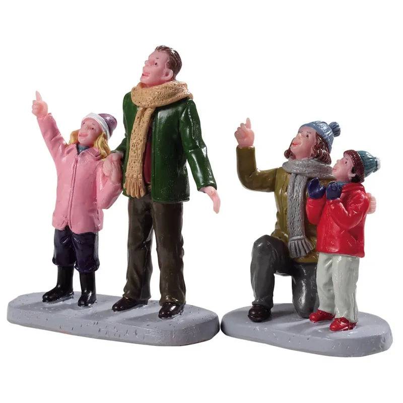 People Admiring Fireworks Set of 2 Lemax Christmas Village Figurine
