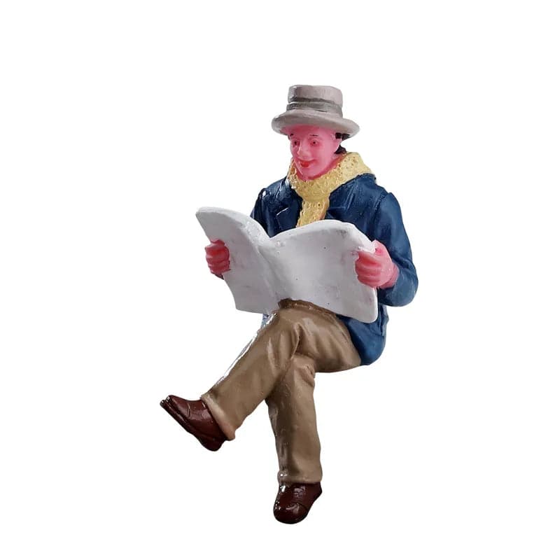 Reading Morning Papers Lemax Christmas Village Figurine