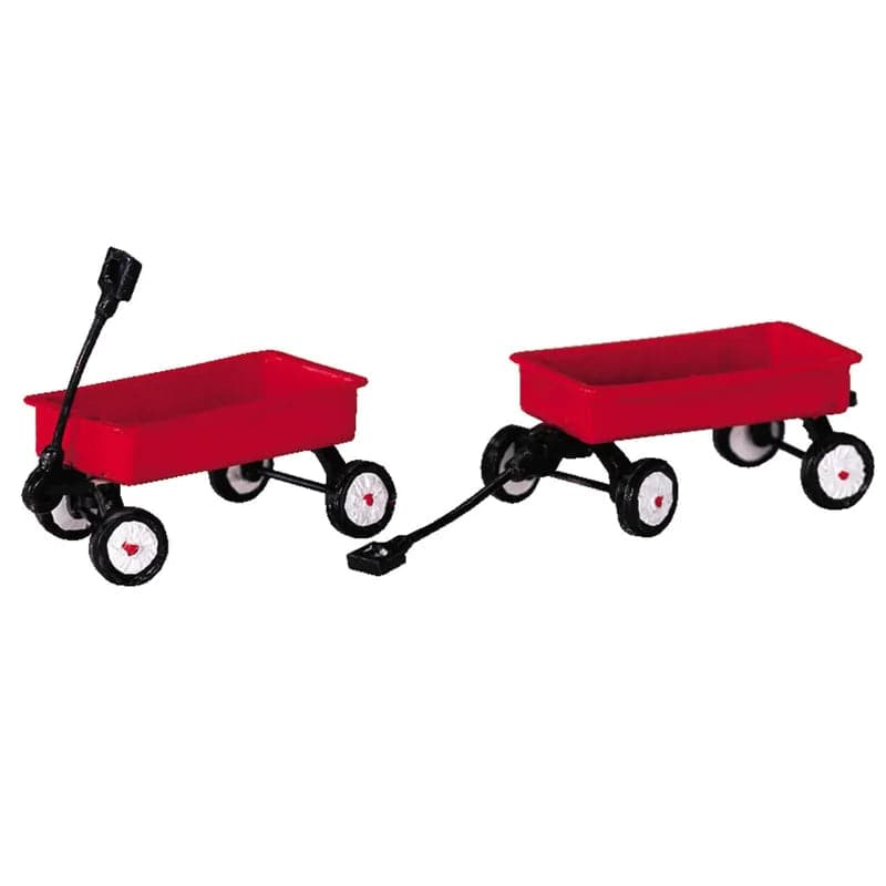 Red Wagons Set Of 2 Lemax Christmas Village Accessory