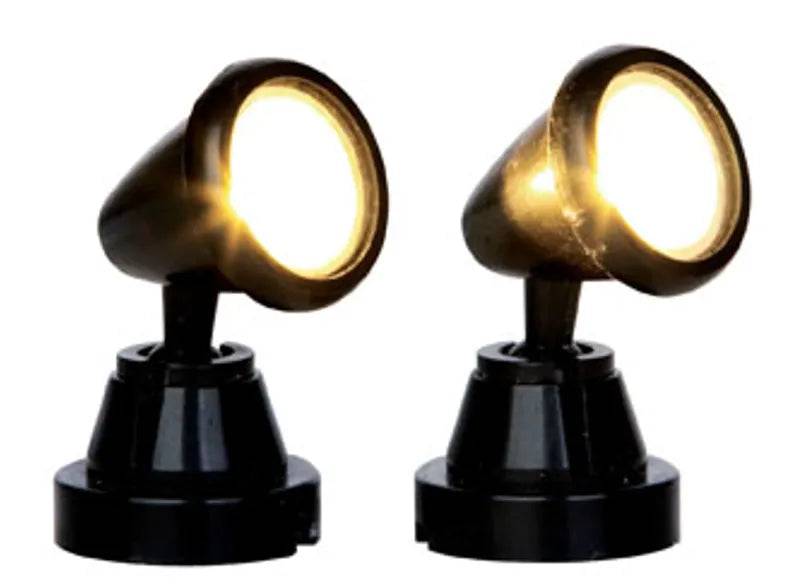 Round Spot Light B/O 2pcs Lemax Christmas Village Accessory Lemax