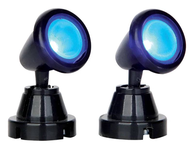 Round Spot Light Blue 2pc Battery Operated - Lemax Christmas Village Lemax