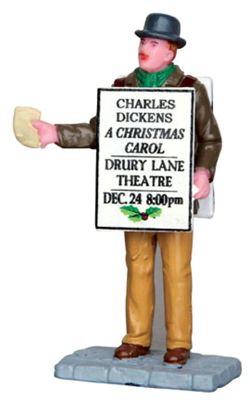Sandwich Board Man Lemax Christmas Village Figurine Lemax