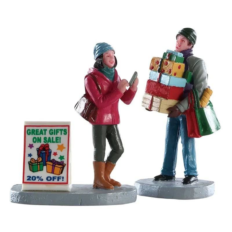 Shopping Teamwork Set of 2 Lemax Christmas Village Figurine