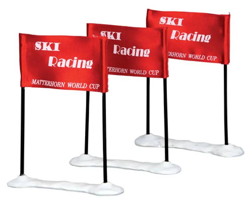 Ski Racing Flag 3pcs Lemax Christmas Village Accessory Lemax