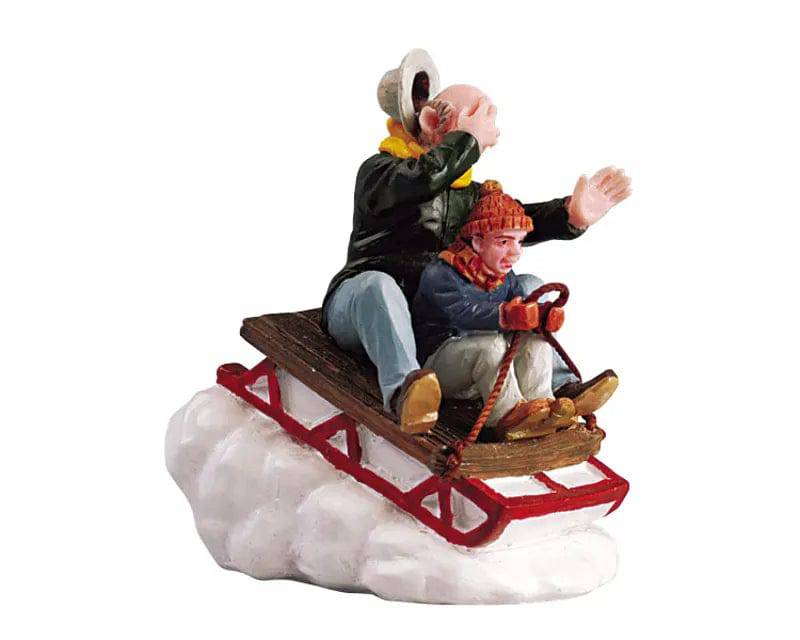 Sledding with Gramps Lemax Christmas Village Figurine Lemax