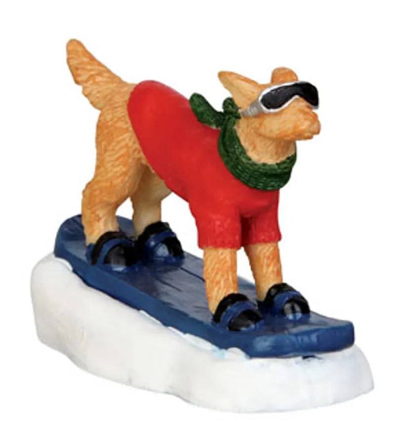 Snowboarding Dog Lemax Christmas Village Figurine Lemax