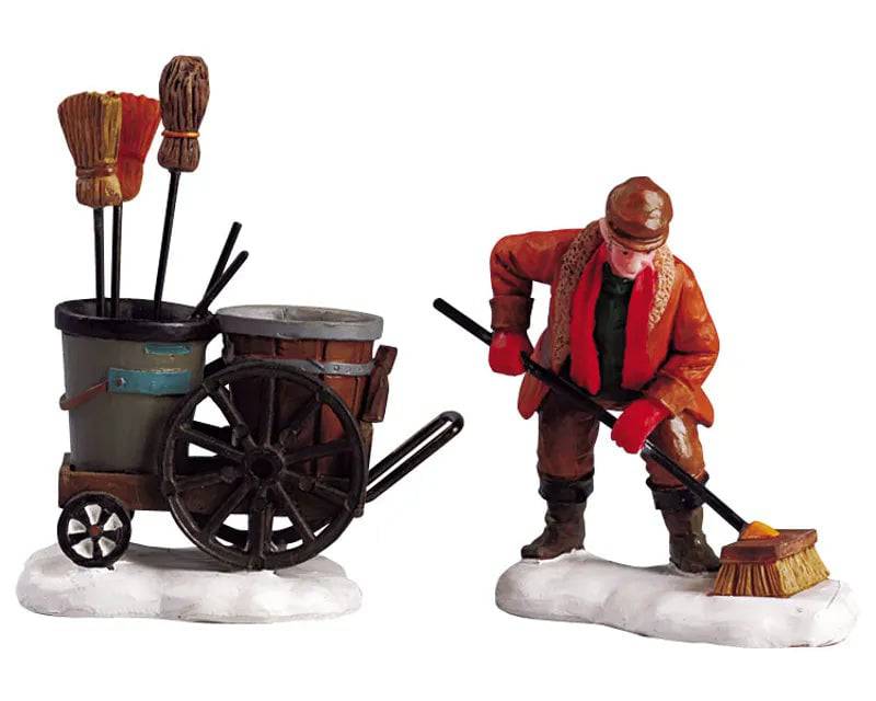 Street Sweeper Set of 2 Lemax Christmas Village Figurine Lemax