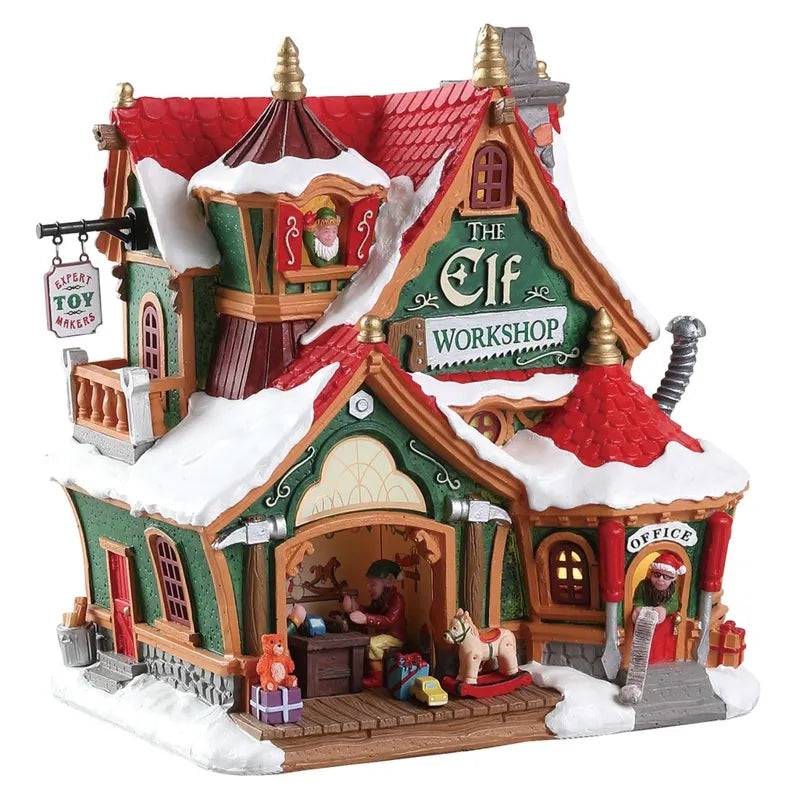 The Elf Workshop Lemax Christmas Village Illuminated Building Lemax