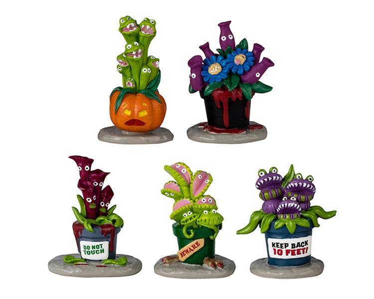 Hungry Houseplant Horror Set of 5 Lemax Spooky Town Accessory