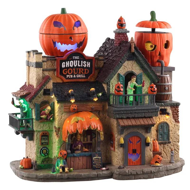 The Ghoulish Gourd Pub and Grill Lemax Spooky Town Sights and Sounds Lemax