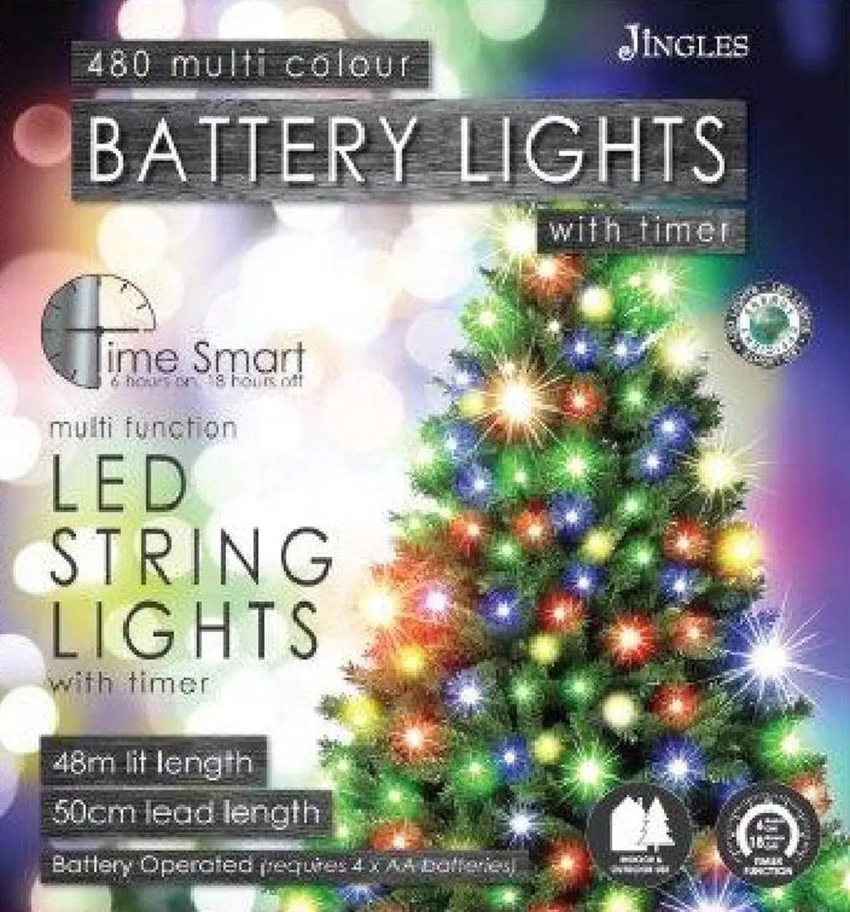 Jingles 480 LED Multi Colour Multi Function Battery String Lights with Time Smart Jingles