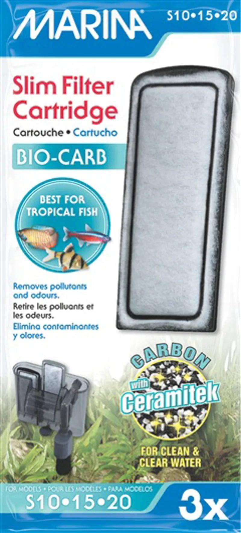 Marina Bio-Carb Slim Filter Tropical Cartridge 3pcs