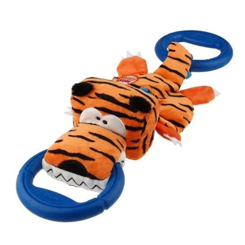 GiGwi Iron Grip Tiger Plush Tug Toy with TPR Handle