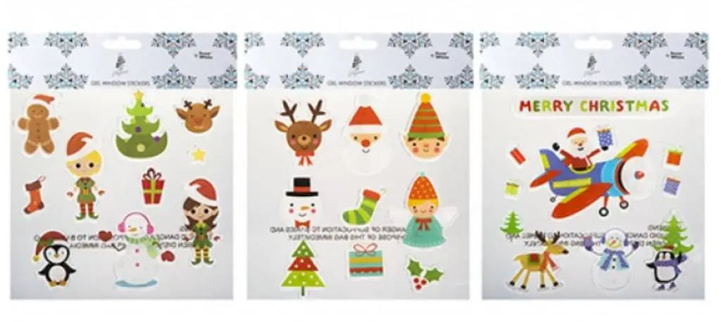 20 x 20cm Christmas Printed Gel Window Stickers Assorted Pms International Group Plc