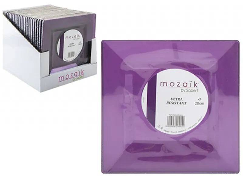 AUBERGINE SQUARE PLATE 4PK 20CM