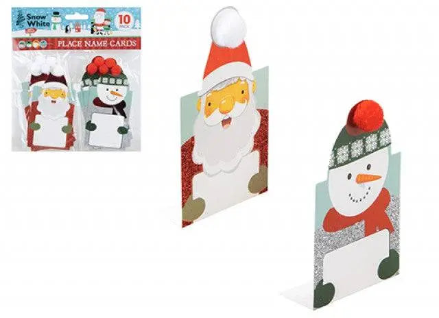 Place Snowman and Santa Name Cards with Pompom Pack of 10 Pms International Group Plc