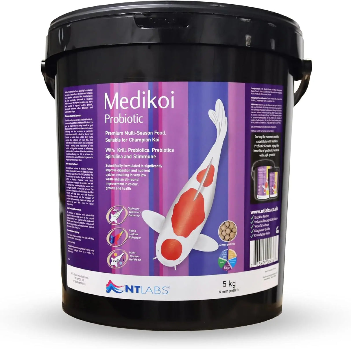 NT Labs MediKoi Probiotic Koi Pellet Food Bucket 5kg Nt Labs