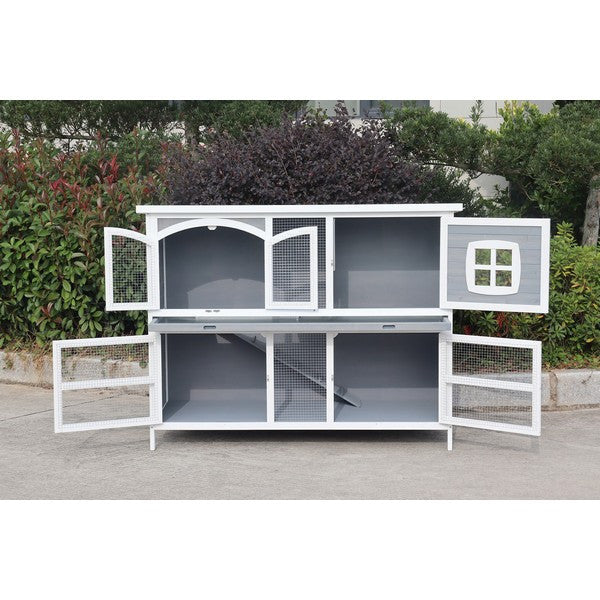 Harrisons Ravenglass Double Rabbit Hutch Soft Grey 150x60x116cm Pedigree Wholesale Limited