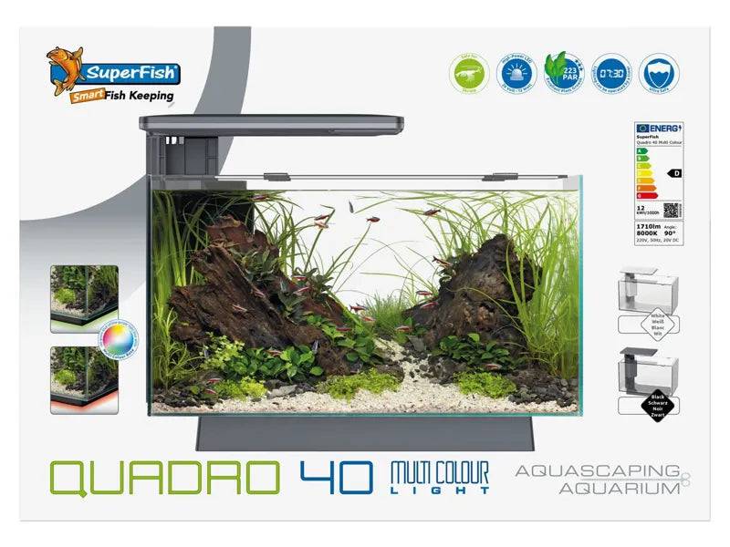 SuperFish Black Aquarium Quadro 40 with Multi-Colour LED – 28 Litre Superfish