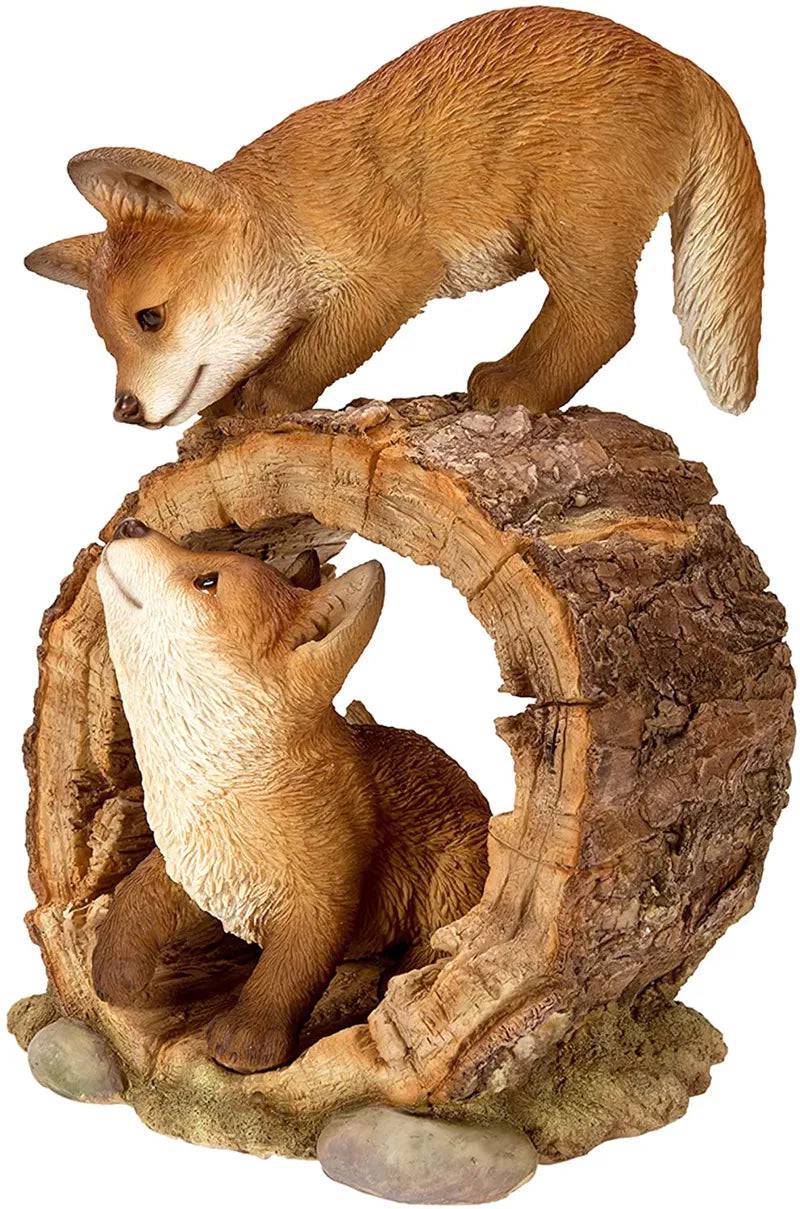 Playful Fox Cubs Resin Ornament by Vivid Arts Vivid Arts
