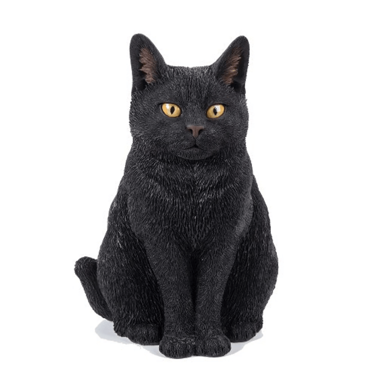 Real Life Black Sitting Cat Resin Ornament Size B by Vivid Arts