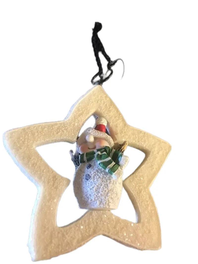 Vivid Arts Hanging Star with Snowman Resin Ornament