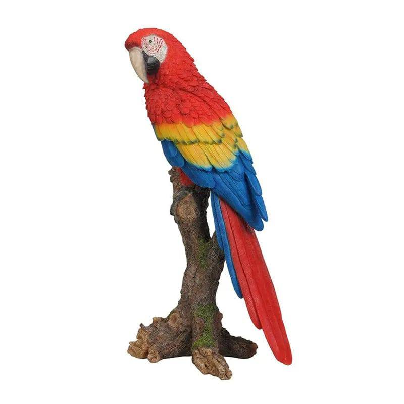 Vivid Arts Red Macaw Perched on Tree Stump Resin Ornament
