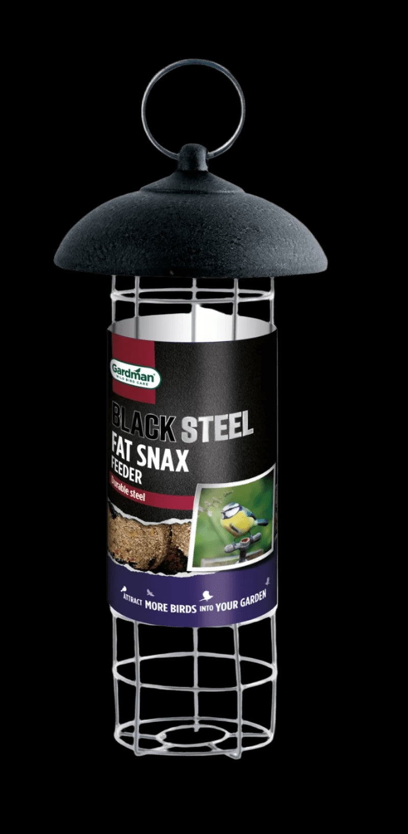 Black Steel Fat Snax Feeder by Gardman