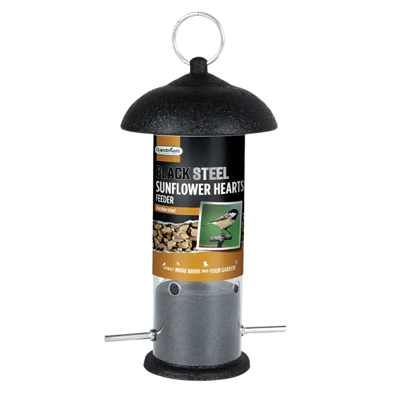 Gardman Black Steel Sunflower Hearts Feeder – 340g Capacity Westland Horitculture