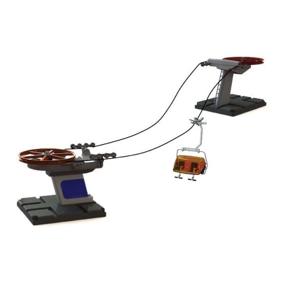Jagerndorfer Basic Blue/Red 1-Seater Ski Lift Set – 1:32 Scale Motorized Cable System