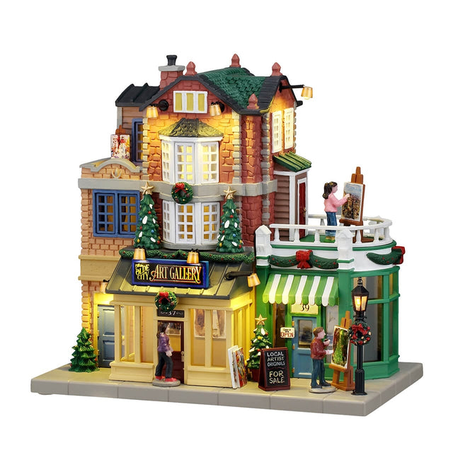 Olde City Art Gallery, B/O (4.5V) Lemax Christmas Village Illuminated Building Lemax Christmas Village