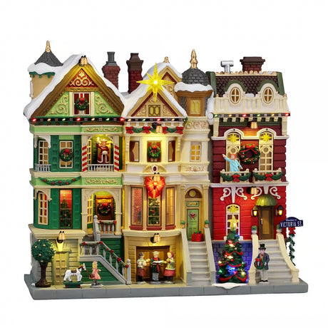 Christmas On Victoria Street, B/O (4.5V) Lemax Christmas Village Facade Lemax