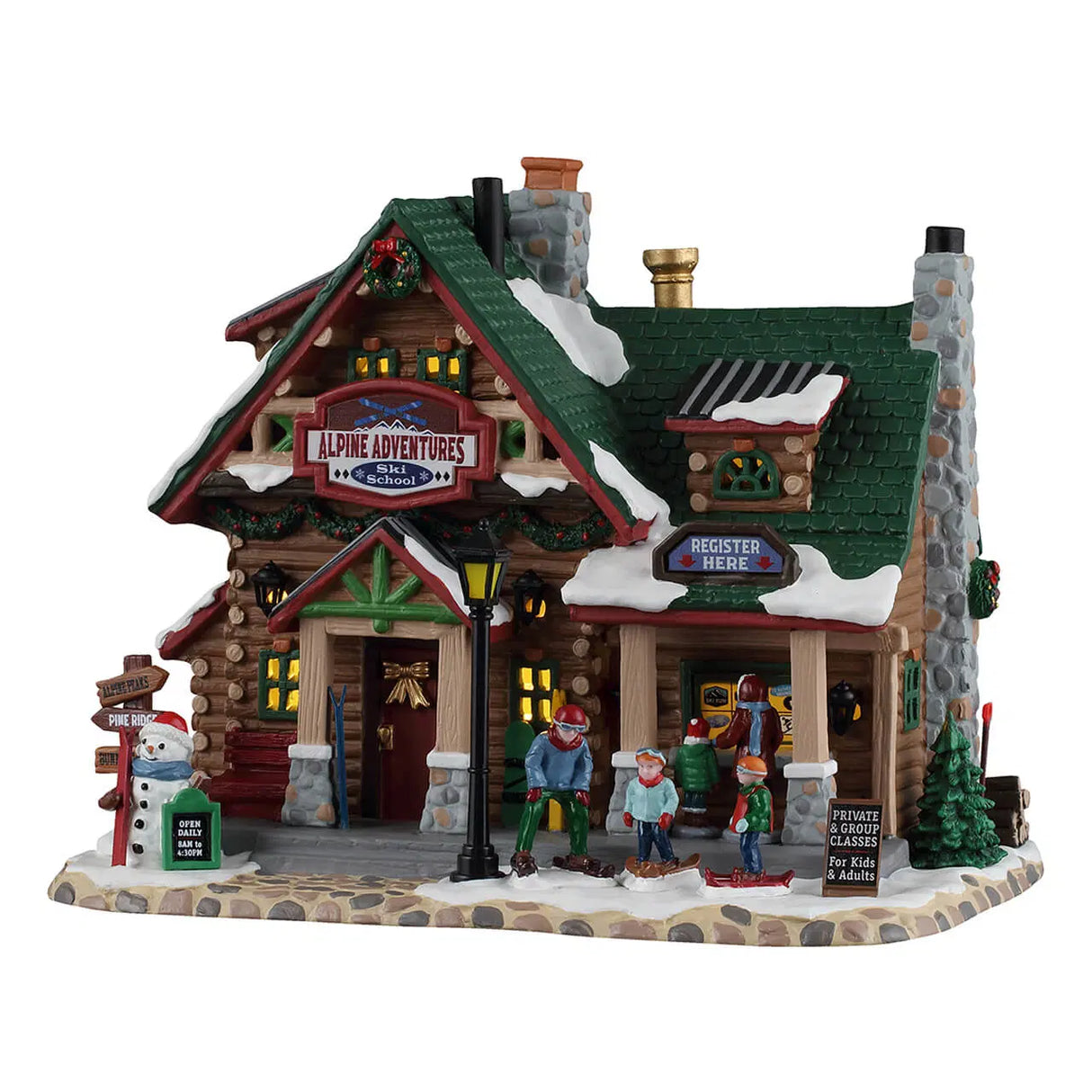 Alpine Adventures Ski School Lemax Christmas Village Illuminated Building Lemax Christmas Village