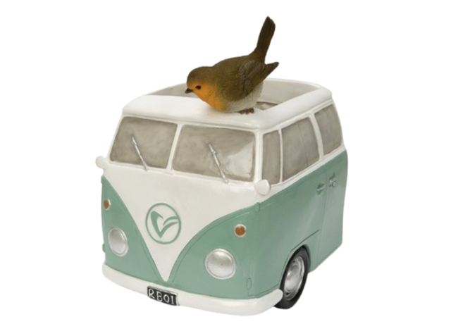 Green Camper Van Planter with Robin by Vivid Arts Vivid Arts