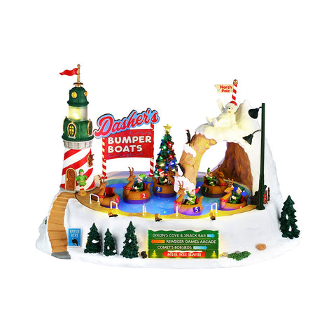 Dashers Bumper Boats With 4.5V Adaptor Lemax Christmas Village Sights and Sounds Lemax
