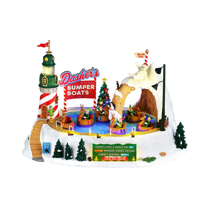 Dashers Bumper Boats With 4.5V Adaptor Lemax Christmas Village Sights and Sounds Lemax
