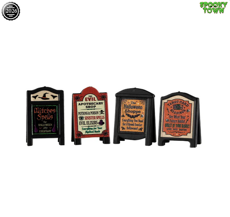 EVIL SIGNS, SET OF 4 Lemax Spooky Town