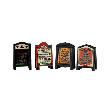 EVIL SIGNS, SET OF 4 Lemax Spooky Town