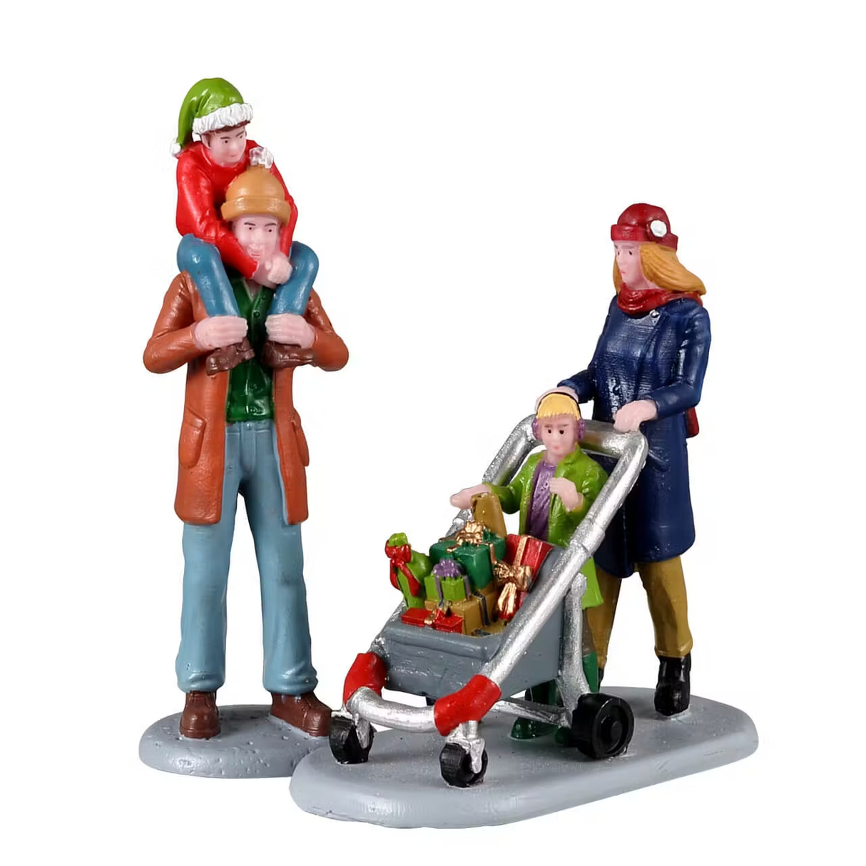 Family Holiday Shopping Spree Set Of 2 Lemax Christmas Village Figurine