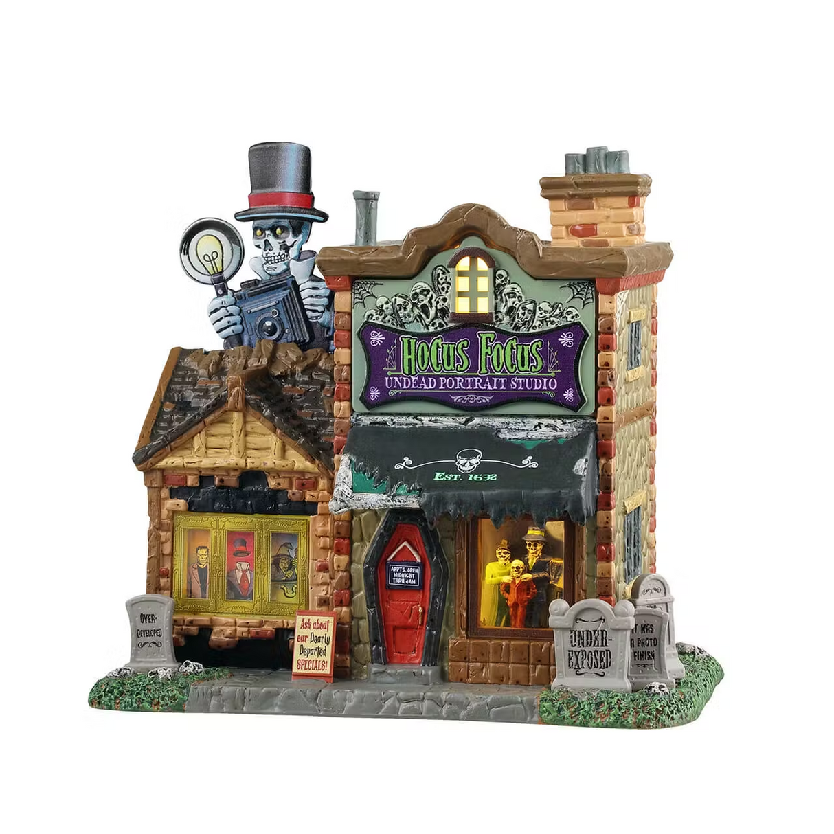 Hocus Focus Undead Portrait Studio Lemax Spooky Town Illuminated Building