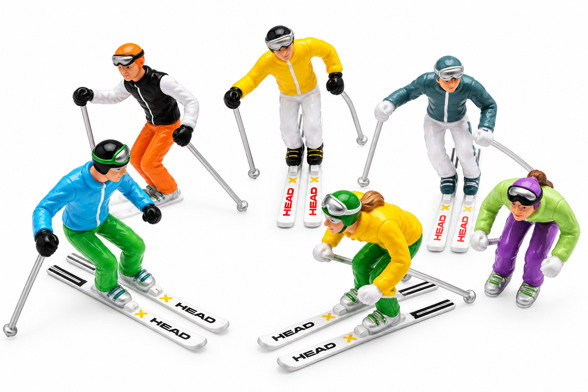 Jägerndorfer 6-Piece Standing Skiers Set – 1:32 Scale Miniature Figures for Mountain Displays Jagerndorfer