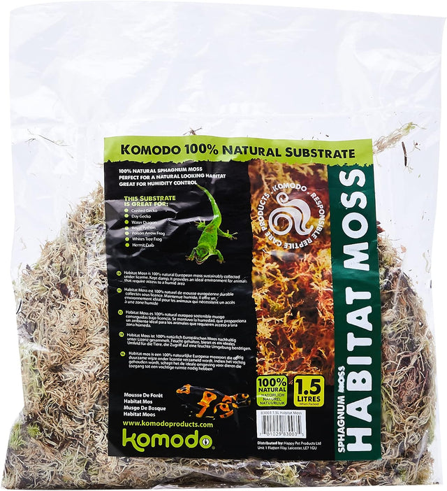 Komodo Habitat Moss 1.5L – Sphagnum Moss for Reptiles Happy Pet Products Limited