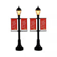 Lamp Post Banners, Set of 2, B/O (4.5V) Lemax Christmas Village Accessory Lemax