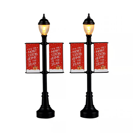 Lamp Post Banners, Set of 2, B/O (4.5V) Lemax Christmas Village Accessory Lemax