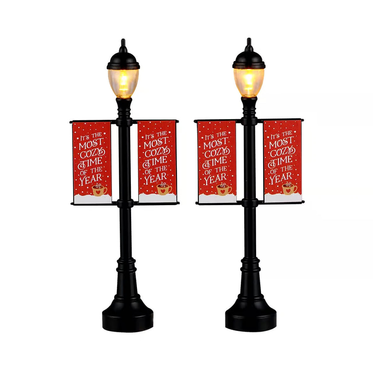 Lamp Post Banners, Set of 2, B/O (4.5V) Lemax Christmas Village Accessory Lemax Christmas Village