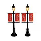 Lamp Post Banners, Set of 2, B/O (4.5V) Lemax Christmas Village Accessory Lemax Christmas Village