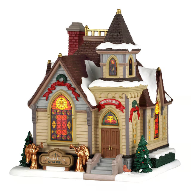 Maple Lane Chapel Lemax Christmas Village Illuminated Building Lemax